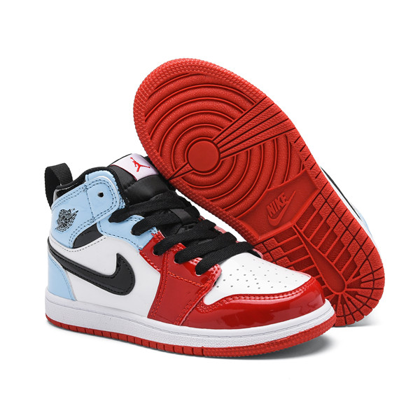 Youth Running Weapon Air Jordan 1 White/Blue/Red Shoes 10027